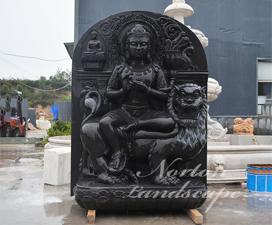 Black marble Manjushri statue
