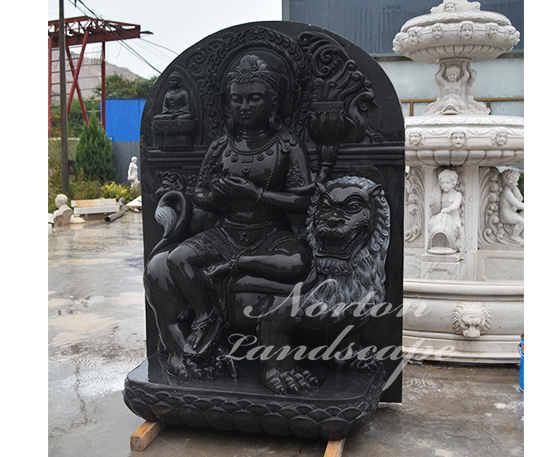 Black marble Manjushri statue