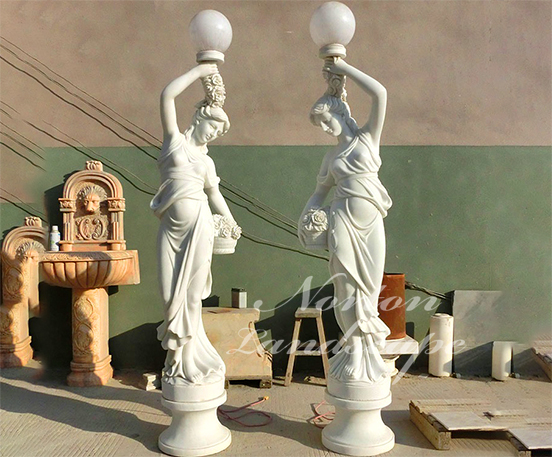 Marble lady statue lamp