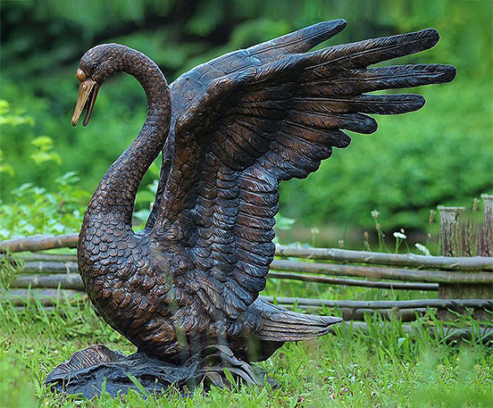 Bronze swans statue
