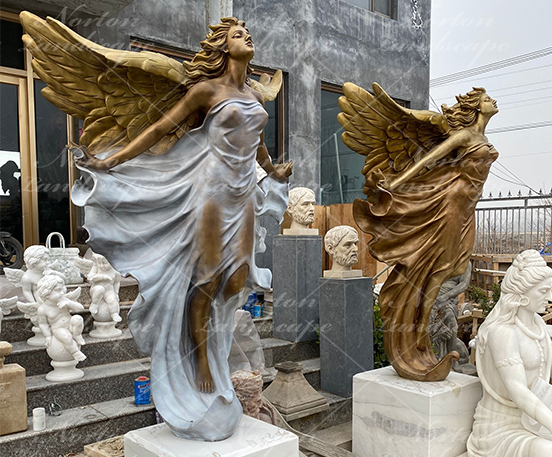 Bronze winged angel statue sculpture