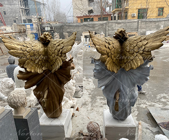 Bronze winged angel statue sculpture