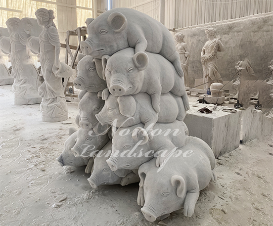 Marble carving pig statues