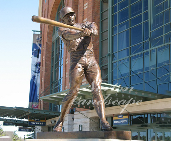 Bronze baseball player statue