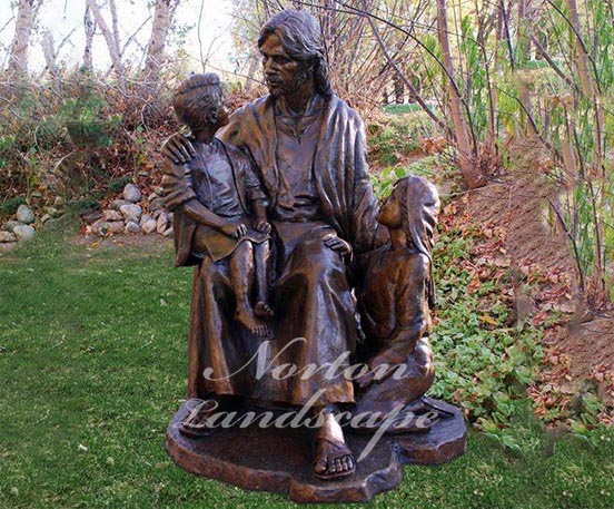 bronze jesus and children statues